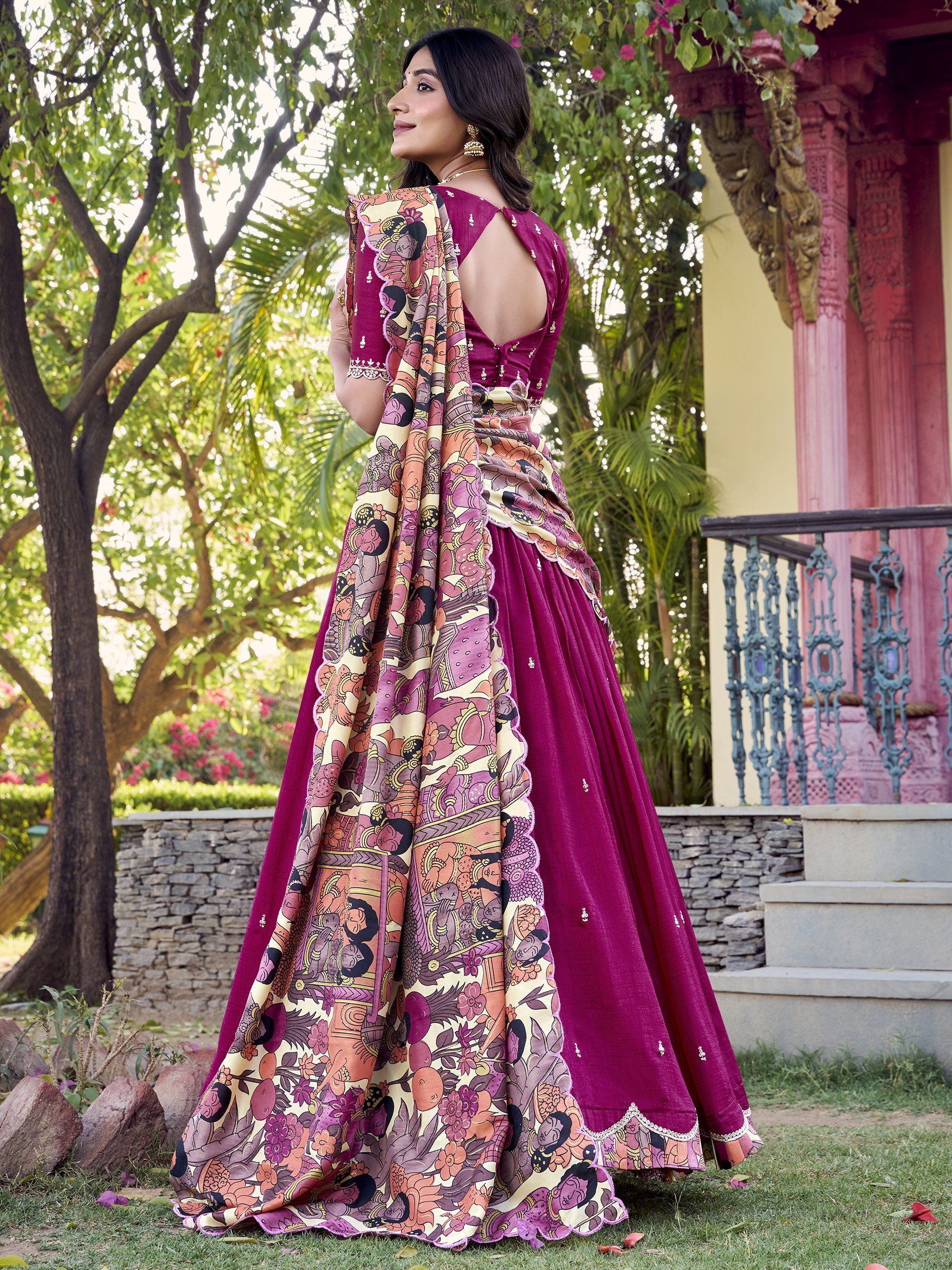 Off white silver glossy embroidered lehenga choli with dupatta