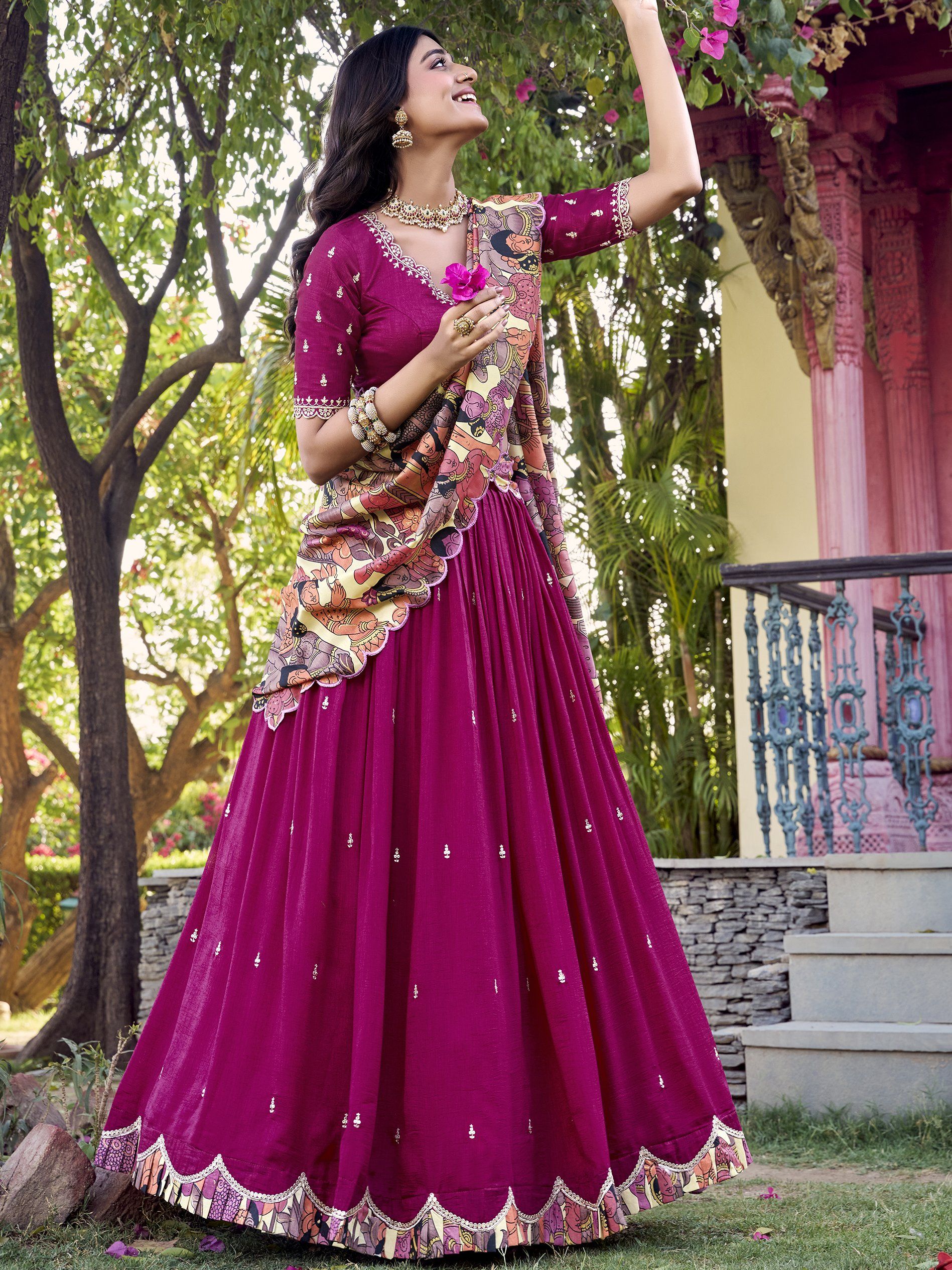 Off white silver glossy embroidered lehenga choli with dupatta