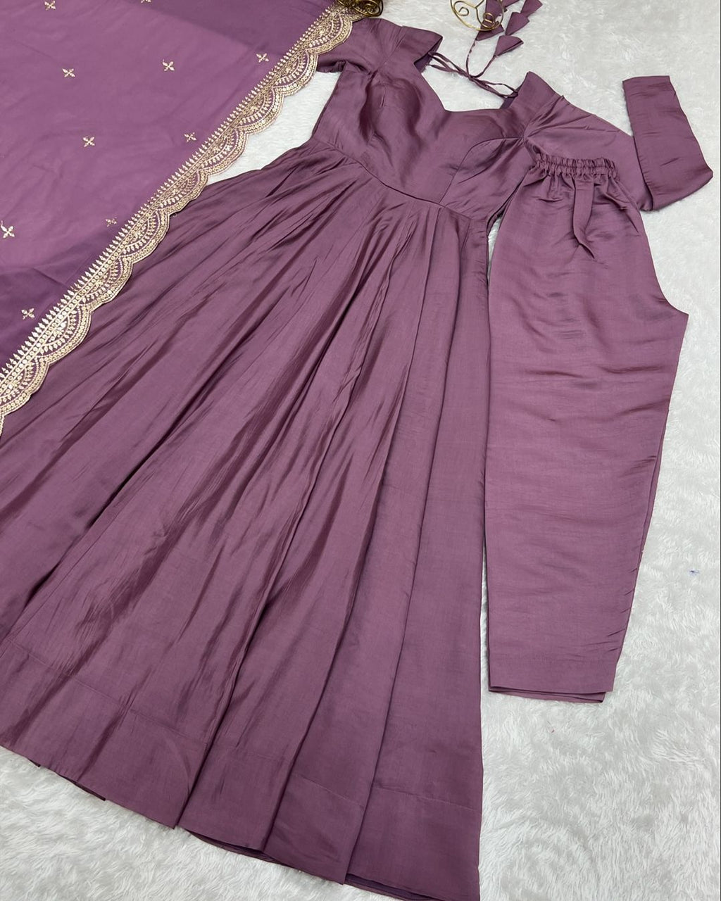 Prema onion pink Chanderi silk Anarkali suit set