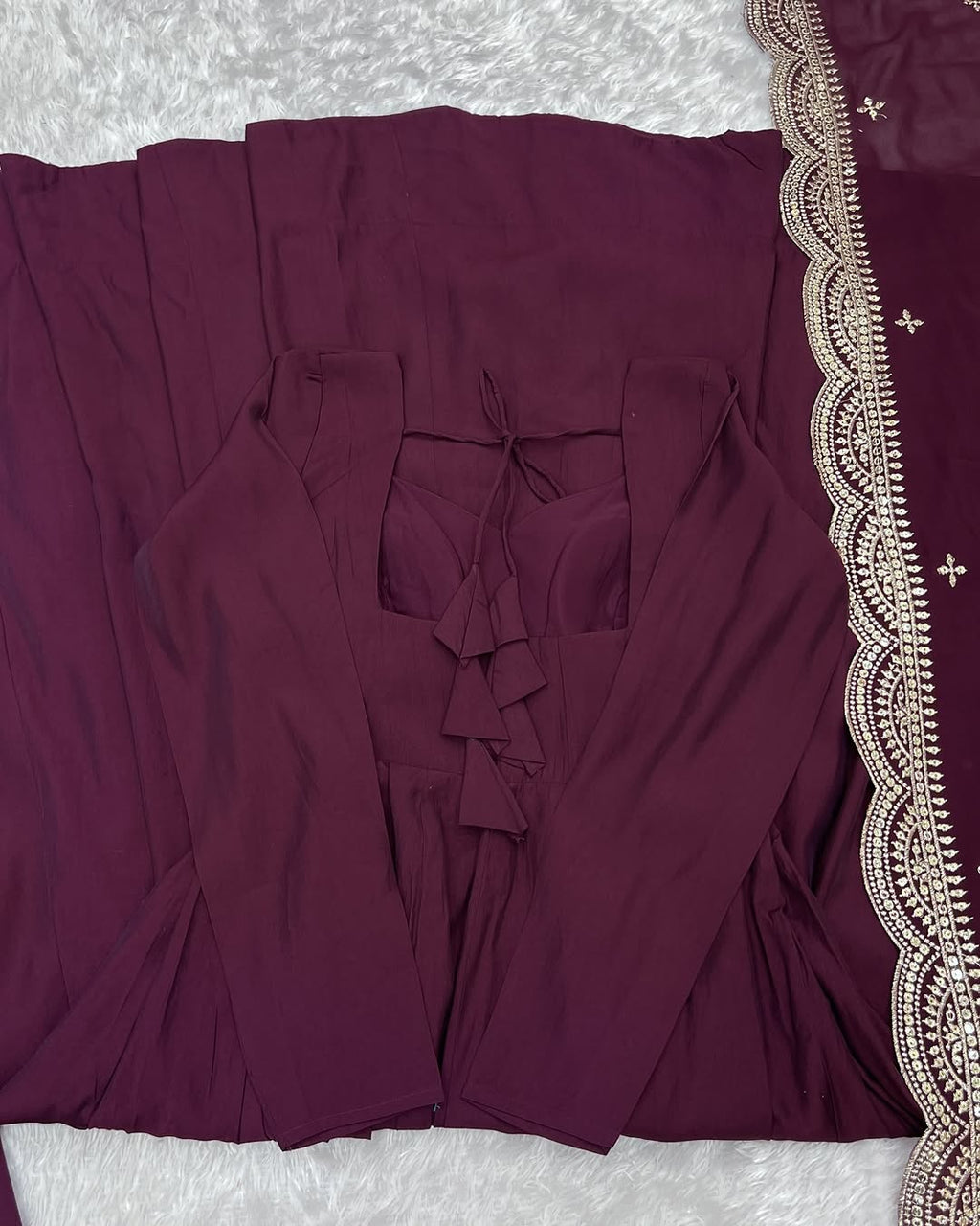 Purple Chanderi silk Prema designer Anarkali suit