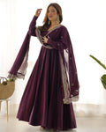 Purple Chanderi silk Prema designer Anarkali suit
