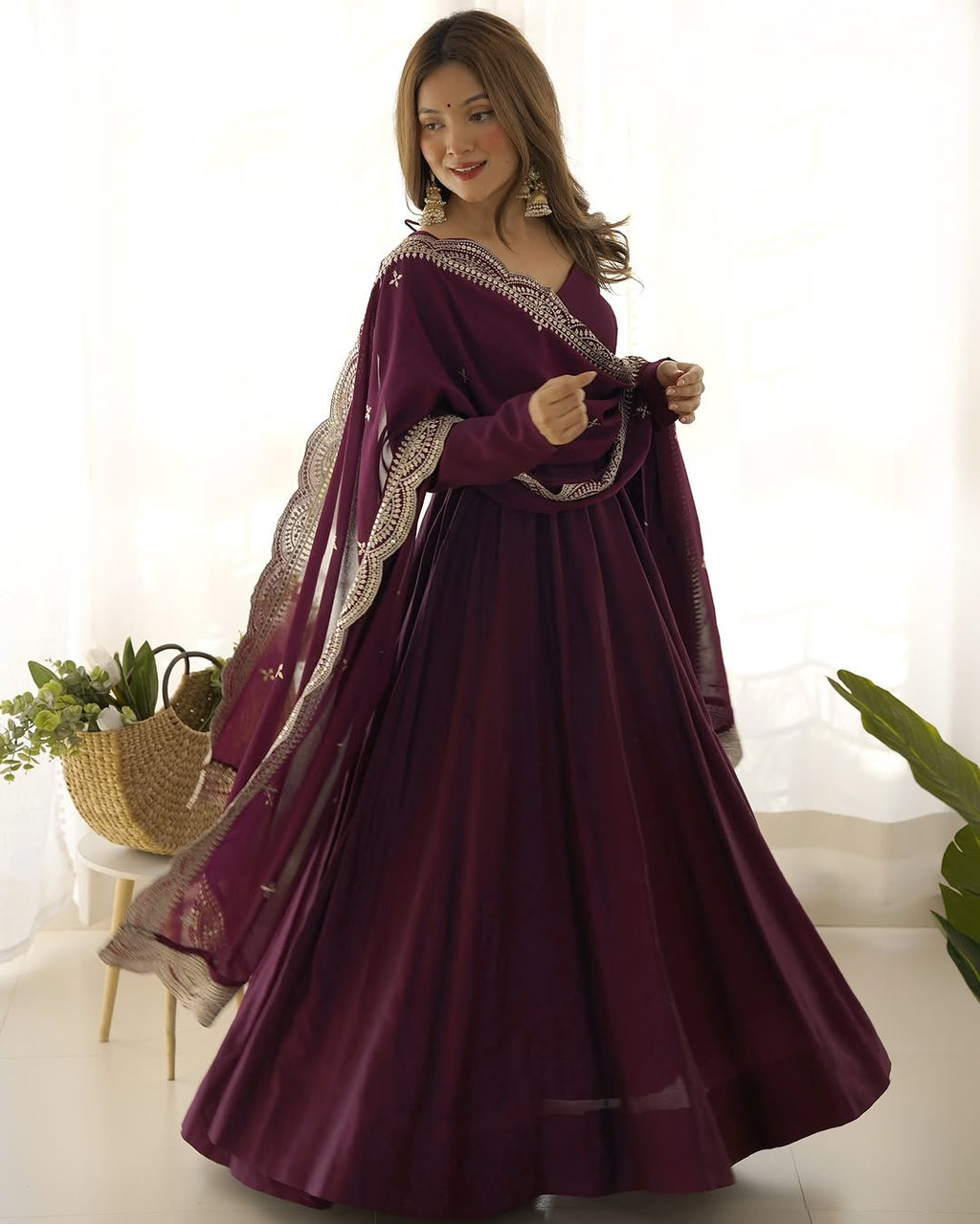 Purple Chanderi silk Prema designer Anarkali suit