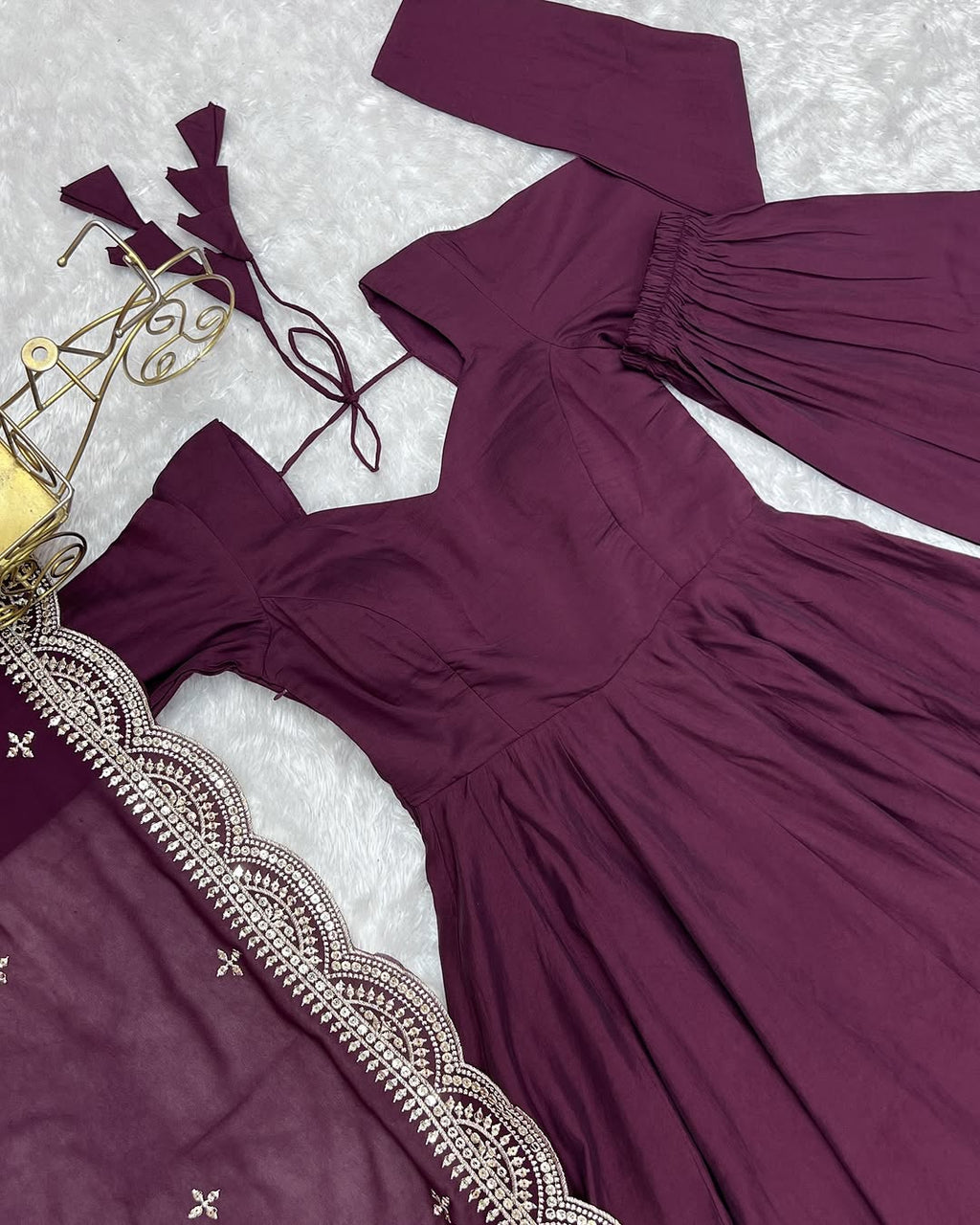 Purple Chanderi silk Prema designer Anarkali suit