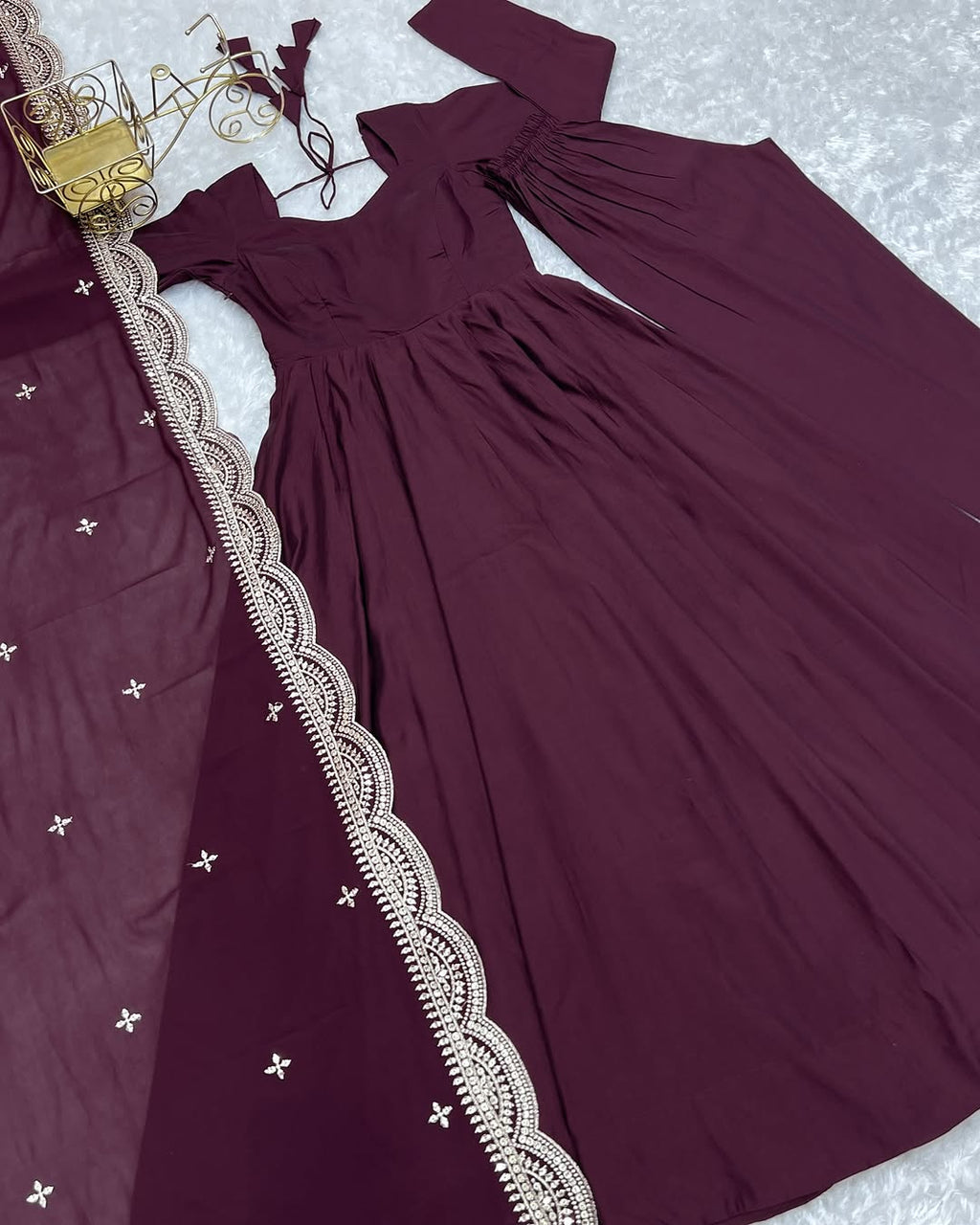 Purple Chanderi silk Prema designer Anarkali suit