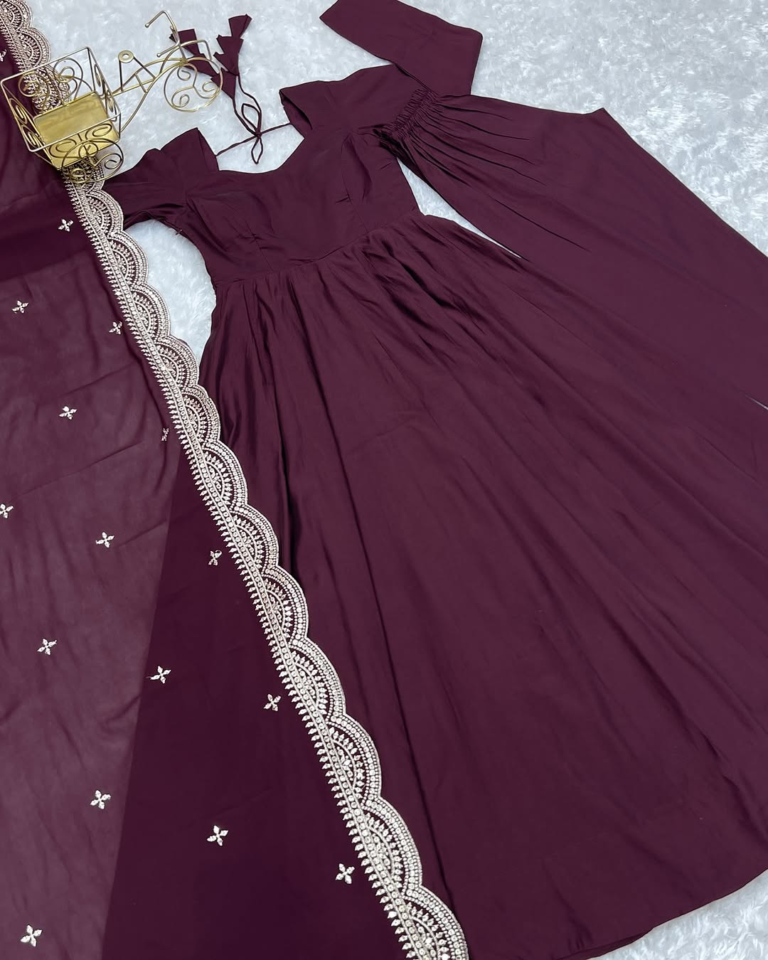 Purple Chanderi silk Prema designer Anarkali suit