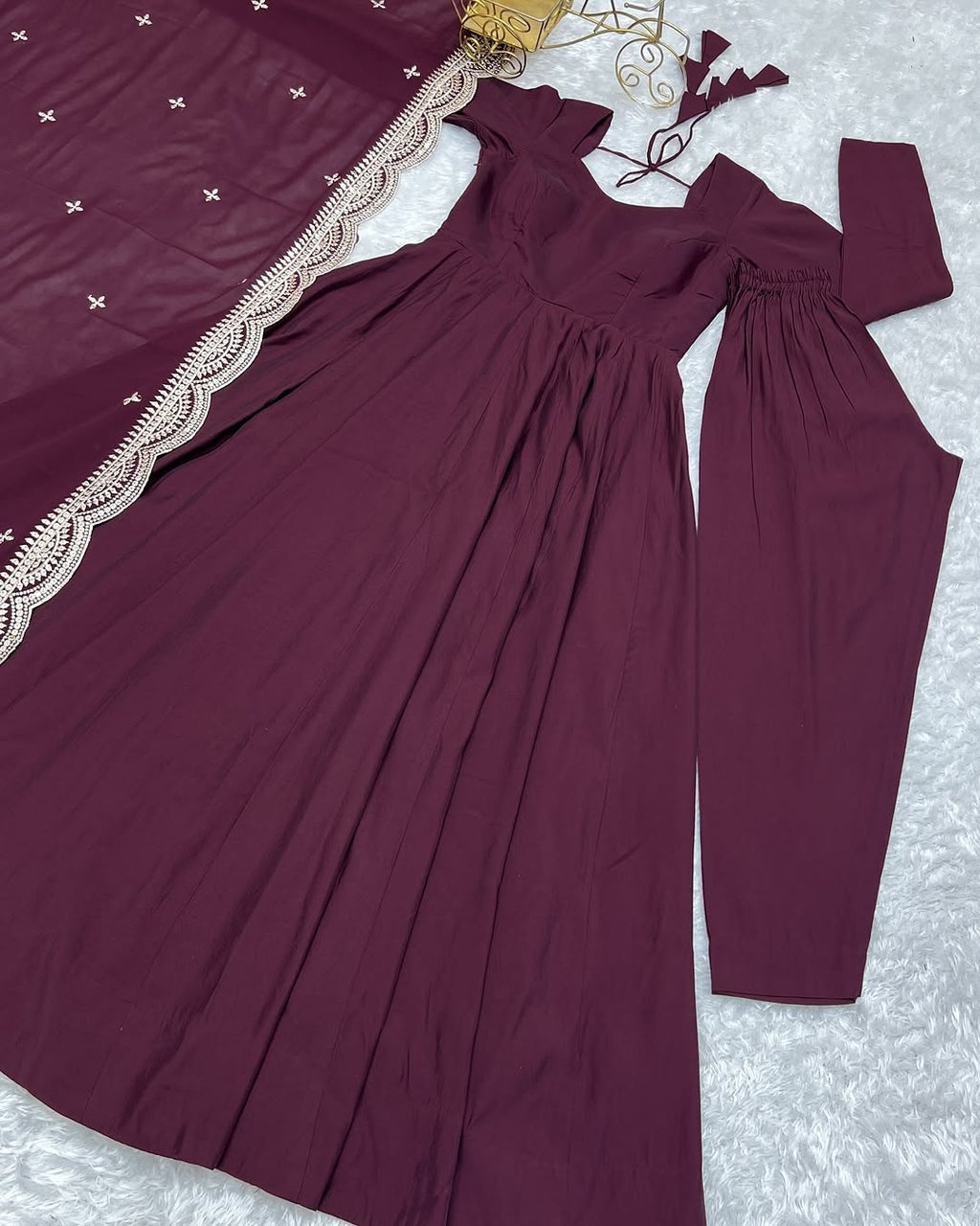 Purple Chanderi silk Prema designer Anarkali suit