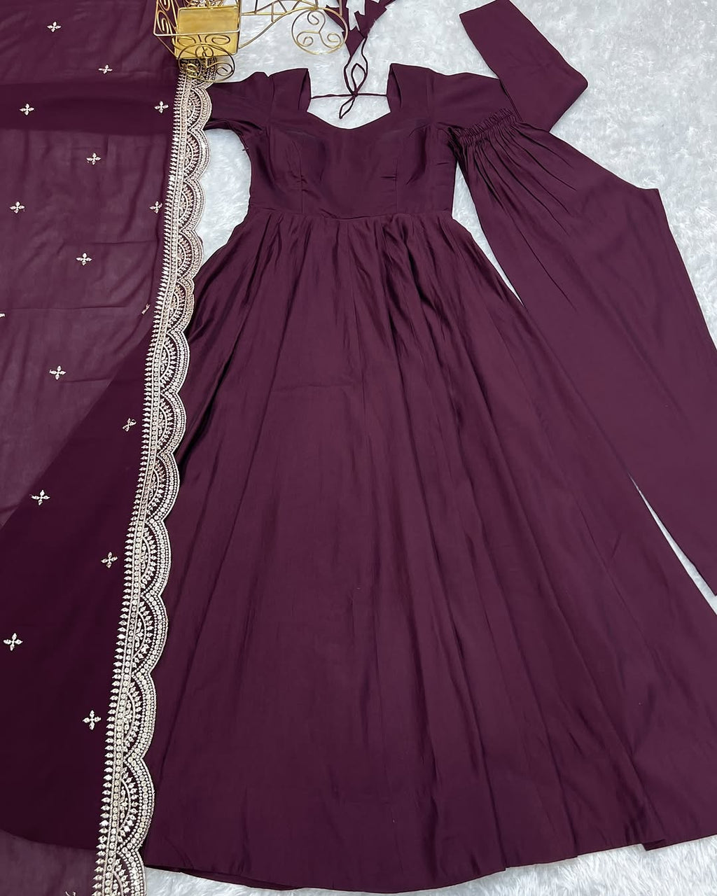 Purple Chanderi silk Prema designer Anarkali suit