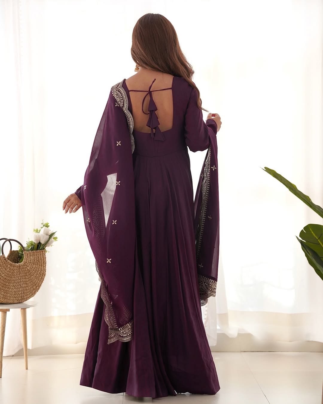 Purple Chanderi silk Prema designer Anarkali suit