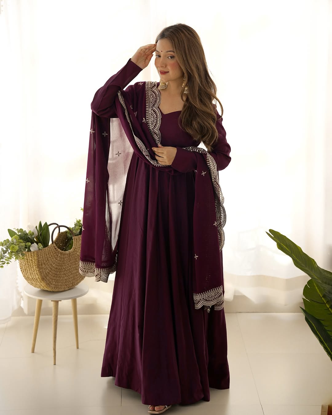 Purple Chanderi silk Prema designer Anarkali suit