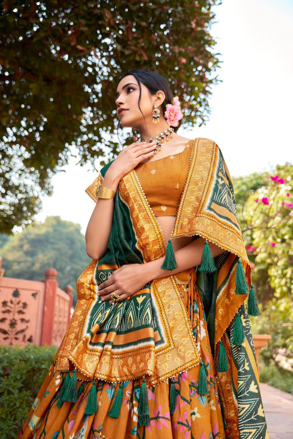 Printed Elegance of Adola Silk Lehenga Set