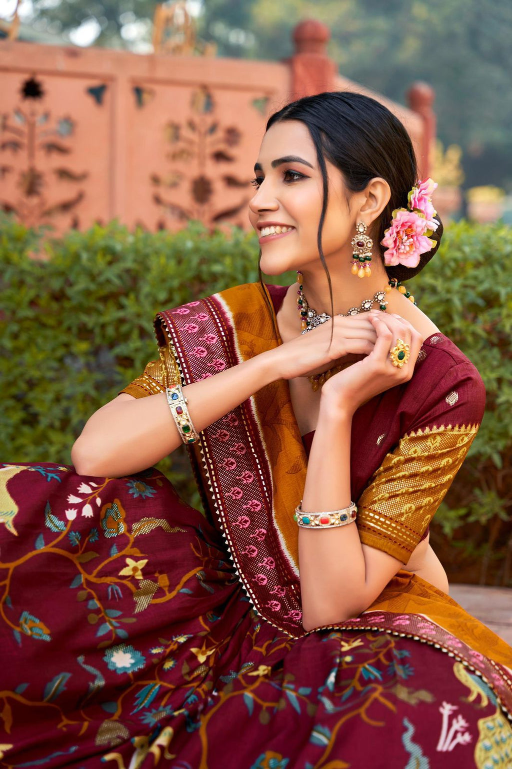 Printed Elegance of Adola Silk Lehenga Set