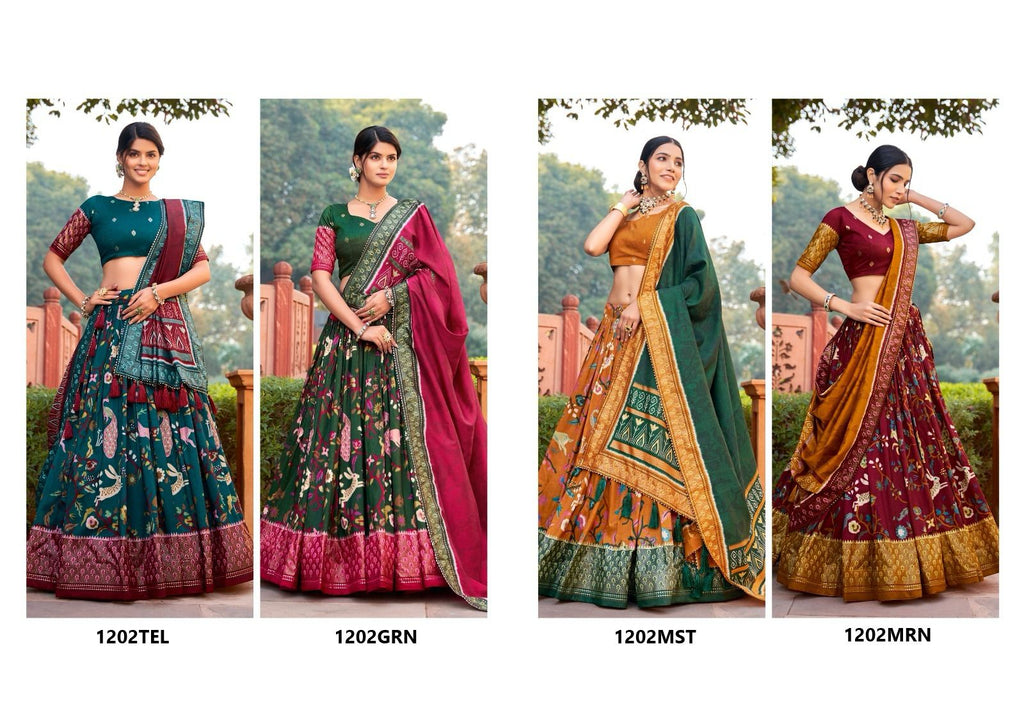 Printed Elegance of Adola Silk Lehenga Set