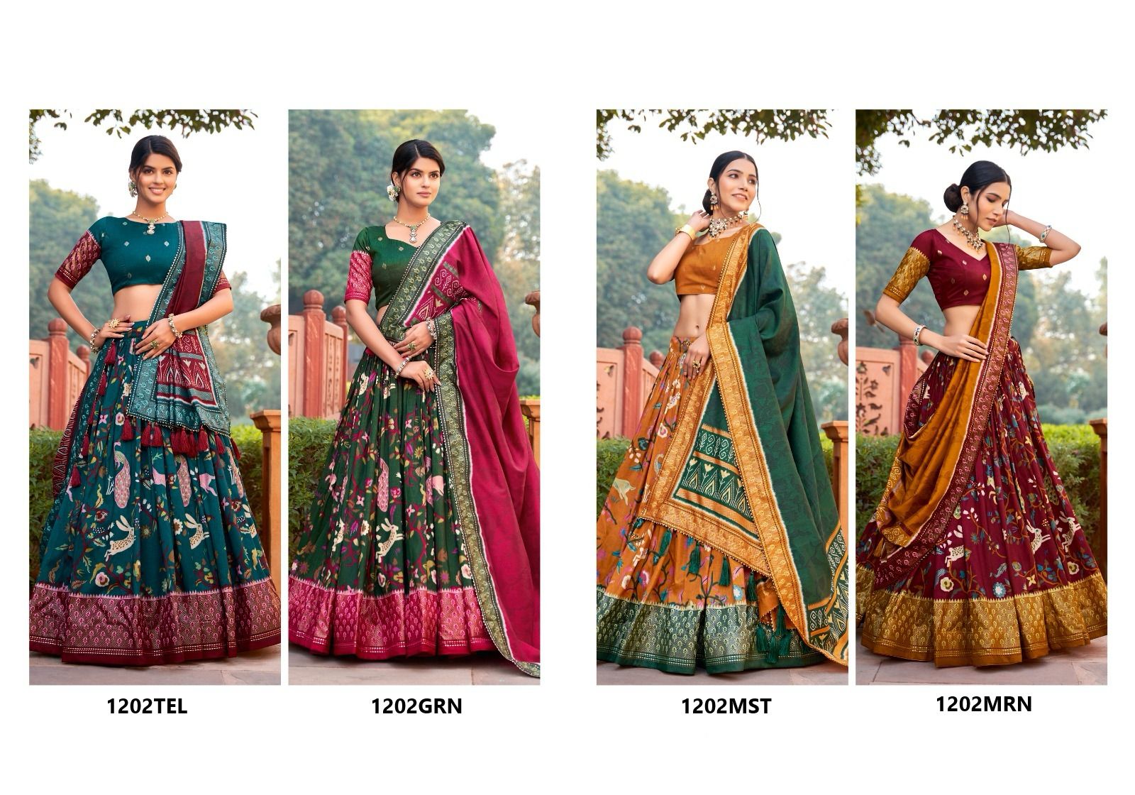 Printed Elegance of Adola Silk Lehenga Set