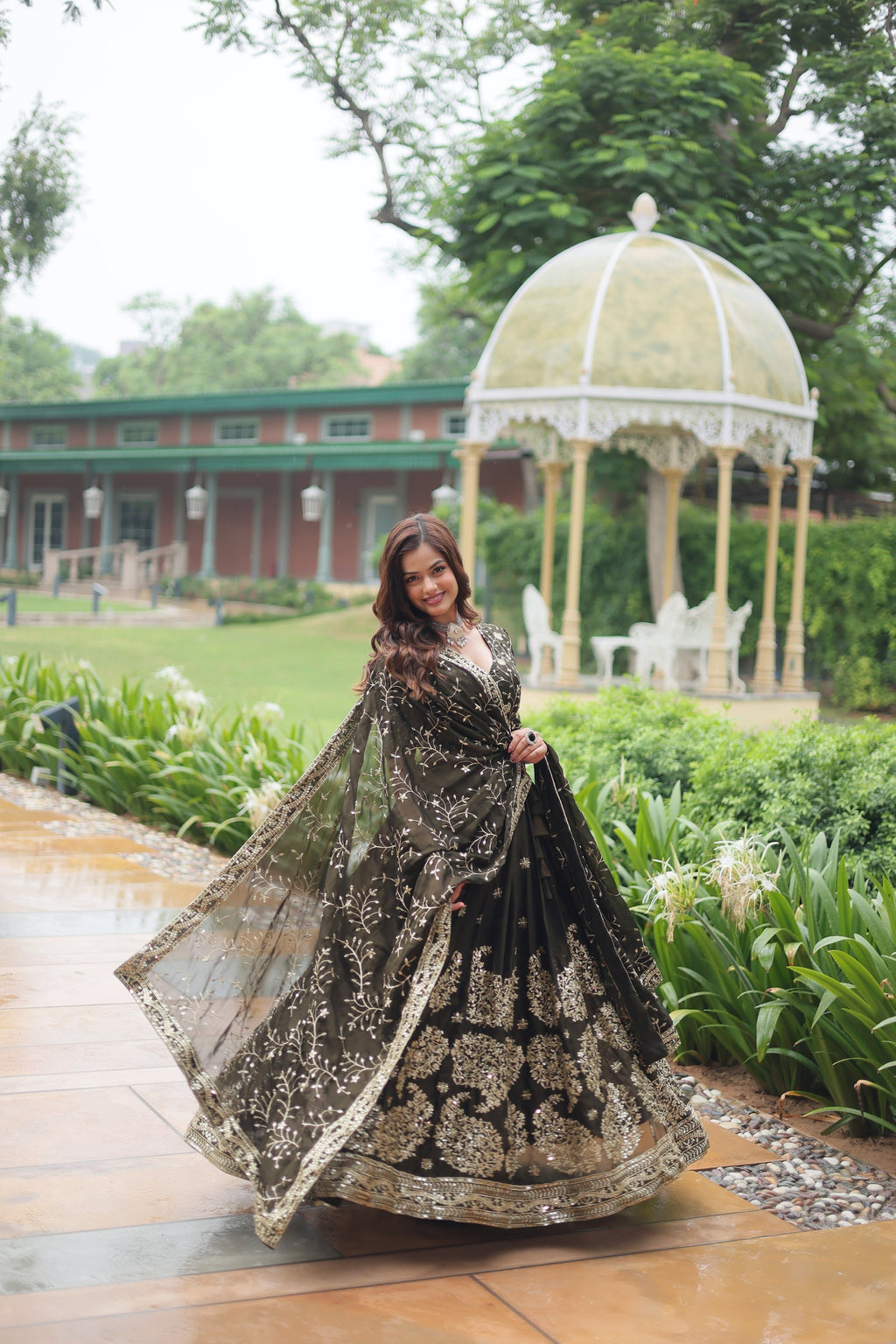 Prisha green Rangoli silk embroidered lehenga set