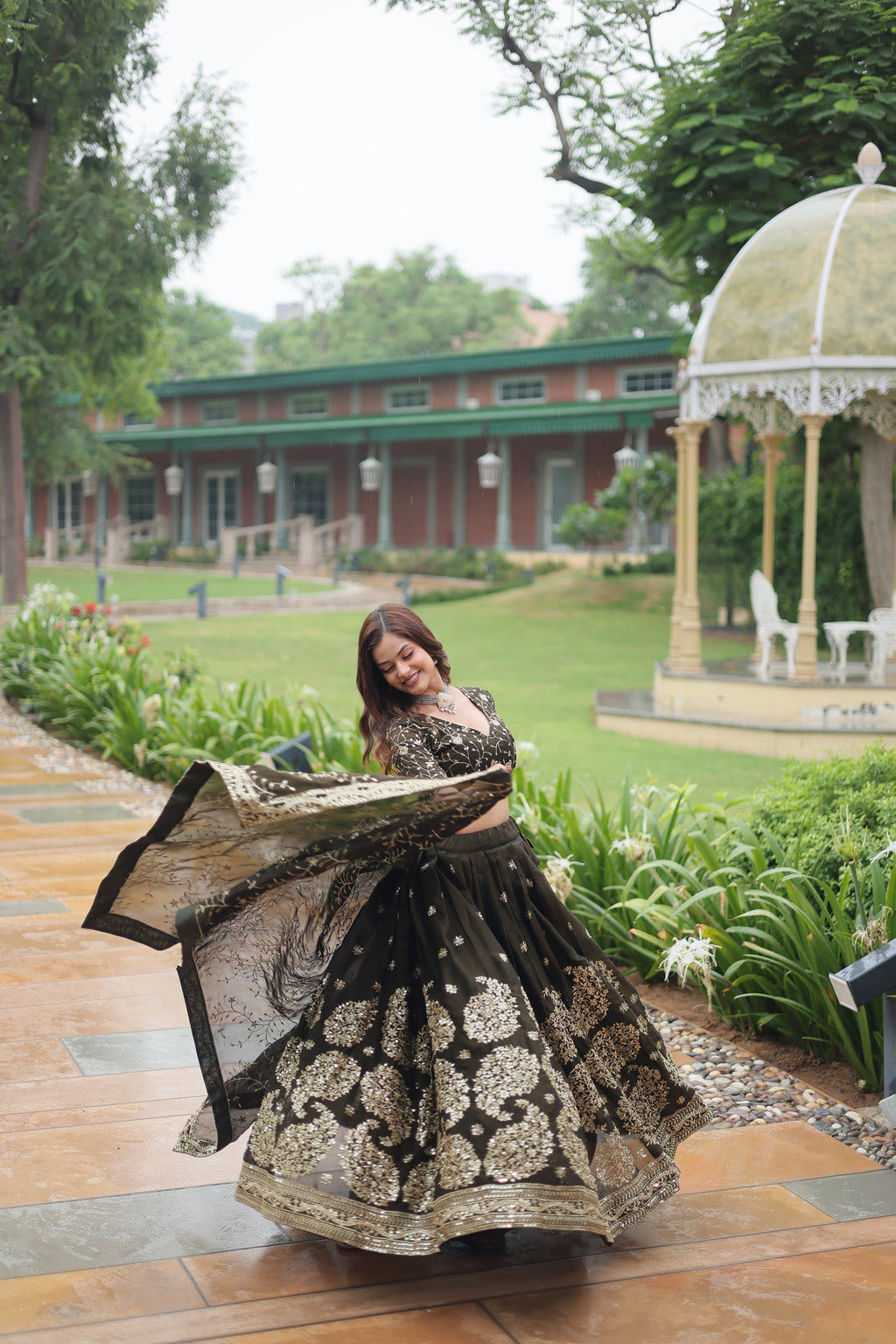Prisha green Rangoli silk embroidered lehenga set
