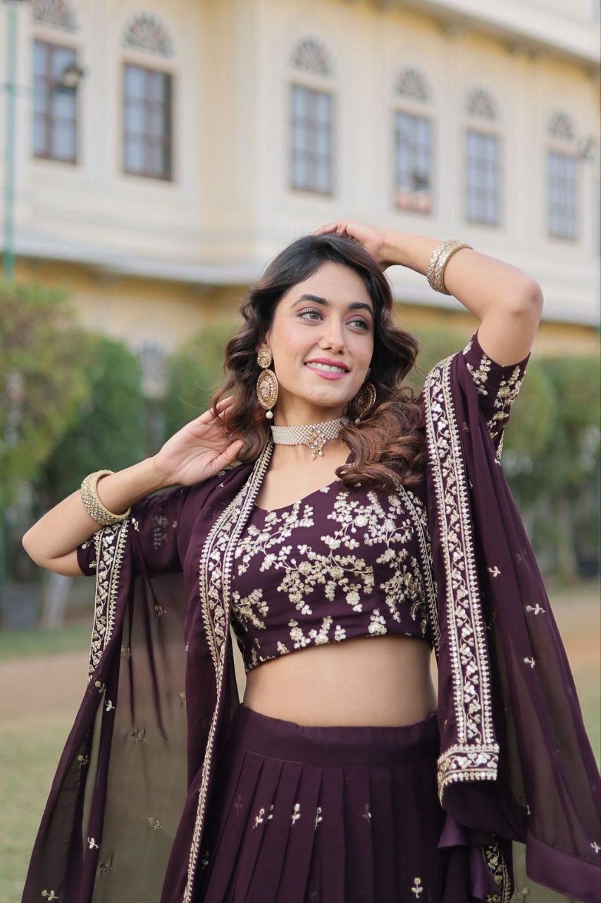 Purple Power: Lehenga set in Georgette Glam
