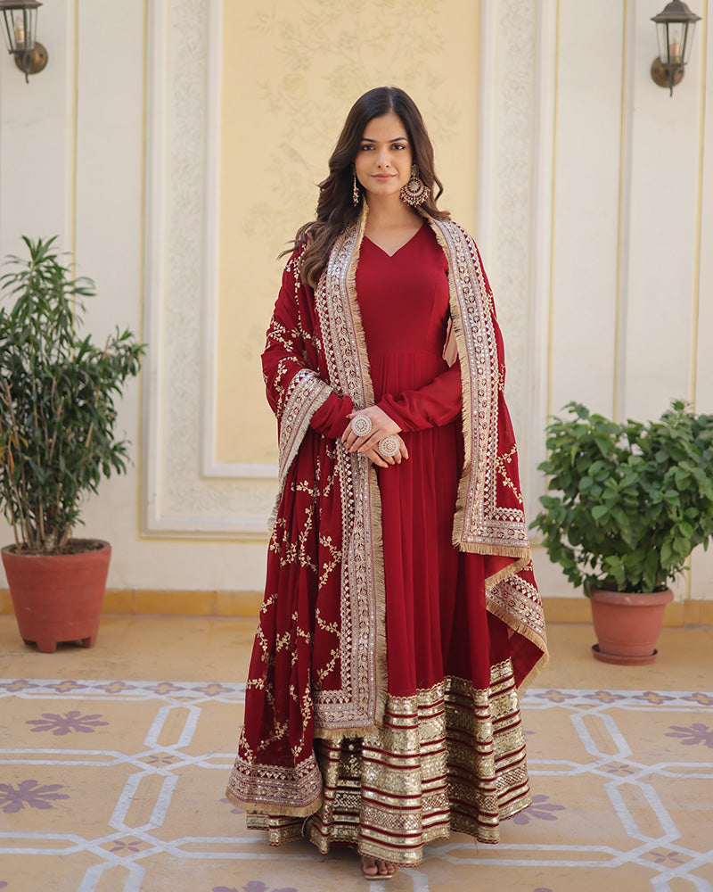 Varahi maroon embroidered anarkali gown set