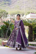 Rajasri wine viscose anarkali gown set

