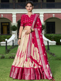 Red Dola silk Shibori print zari weaving lehenga choli with dupatta
