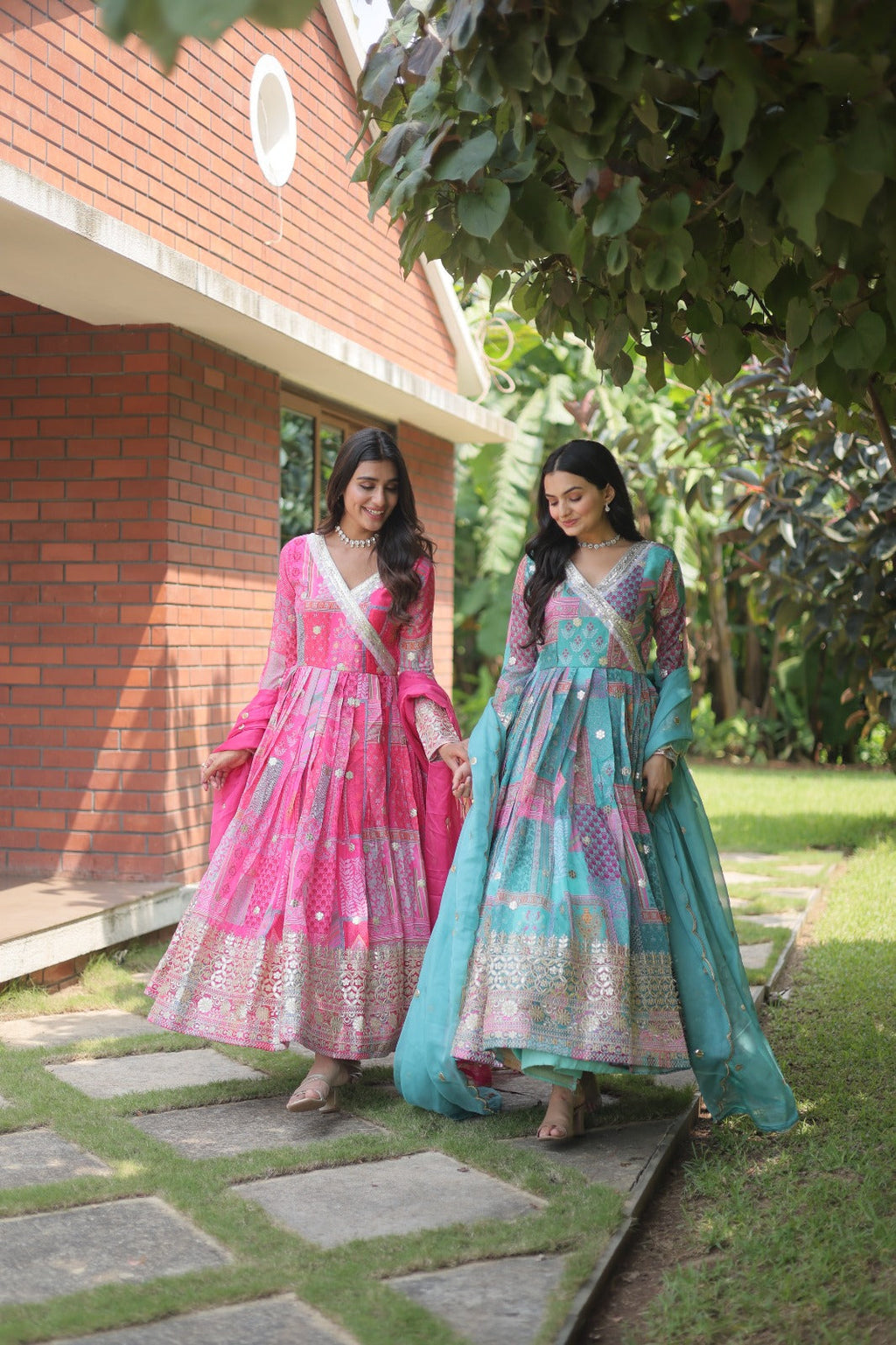 Regal Charm: Russian Silk Gown Anarkali Set