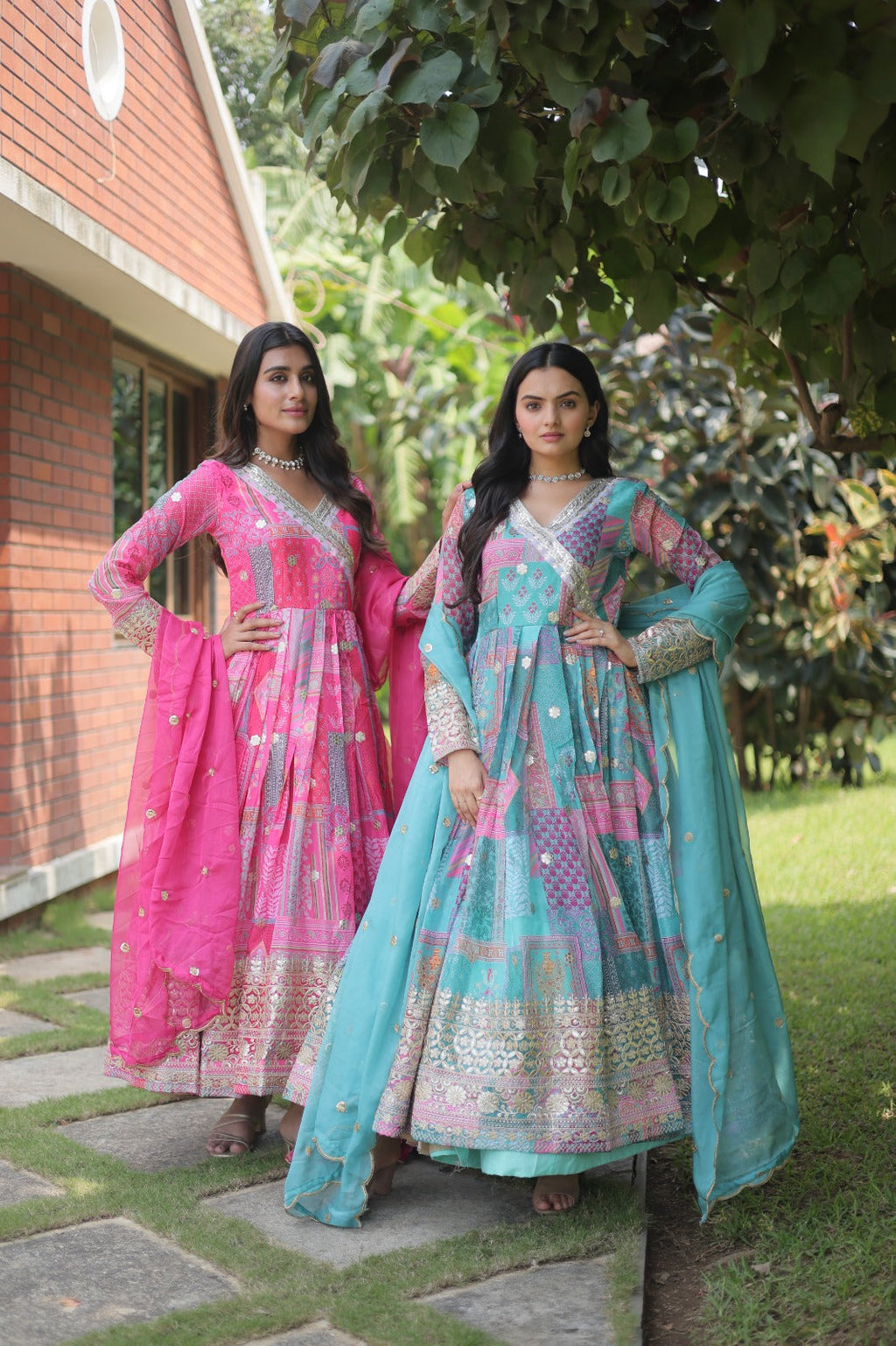 Regal Charm: Russian Silk Gown Anarkali Set