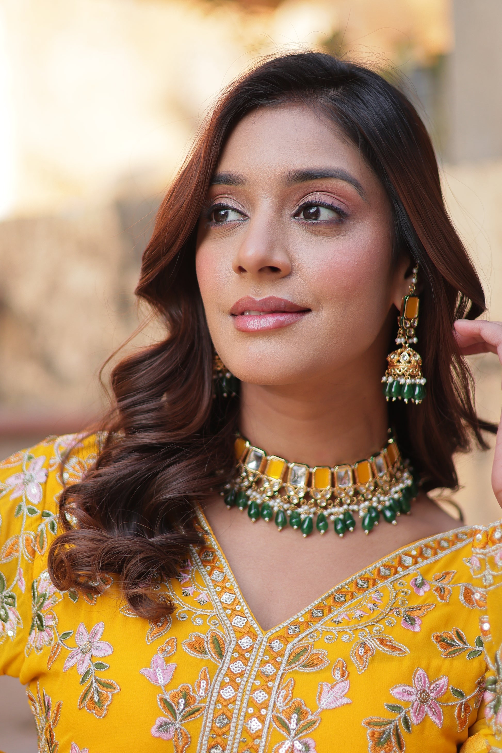 Ruhika zari sequins embroidered Alia cut yellow Anarkali set