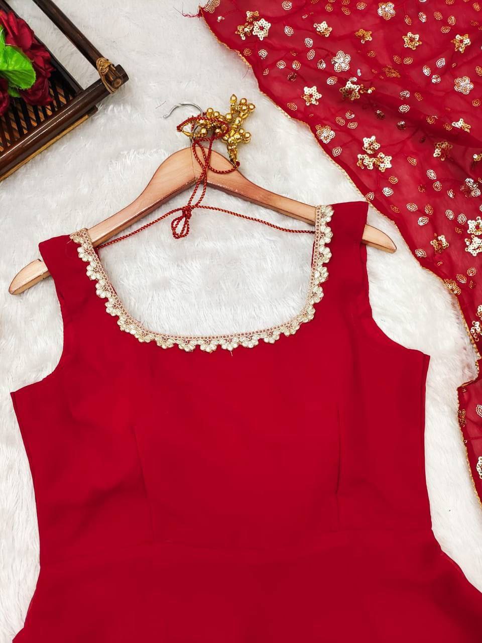 Manjula maroon anarkali gown suit set