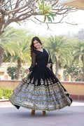 Anagha black georgette embroidered anarkali gown set