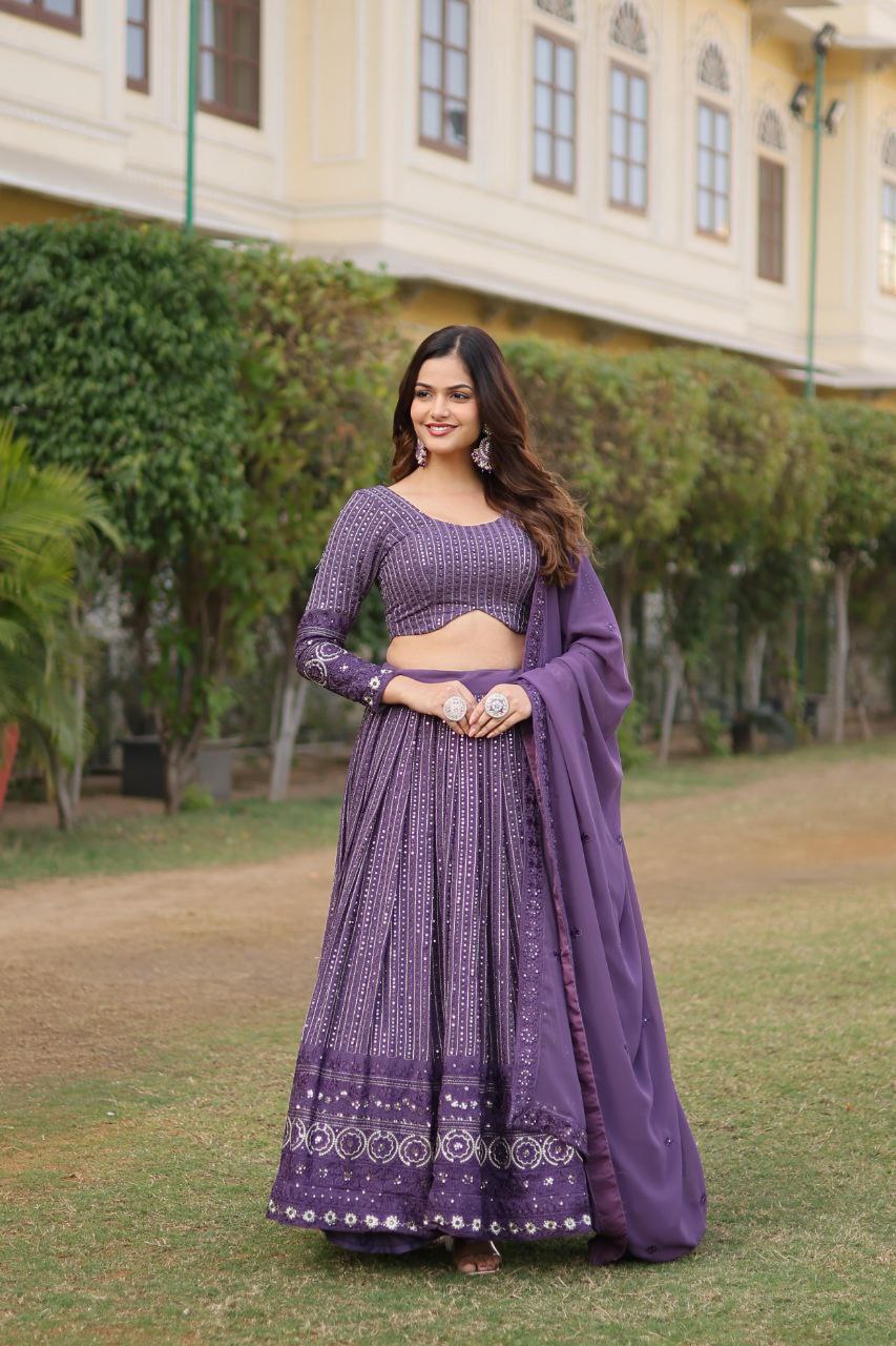 Charulata faux georgette embroidered lehenga set