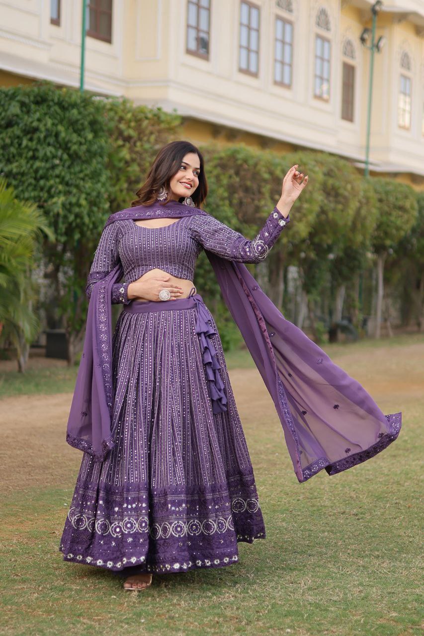 Charulata faux georgette embroidered lehenga set