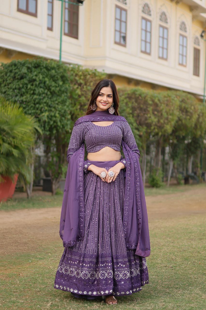 Charulata faux georgette embroidered lehenga set