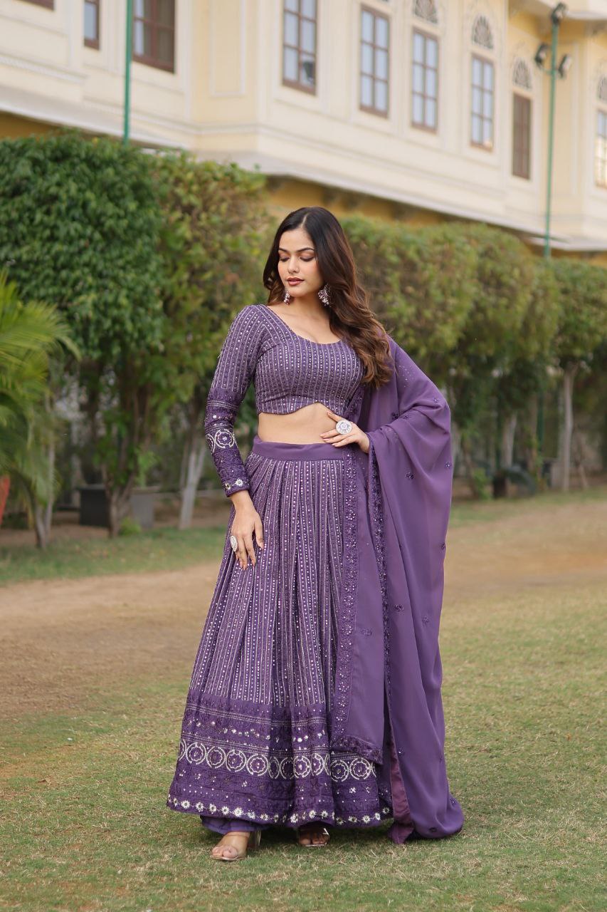 Charulata faux georgette embroidered lehenga set