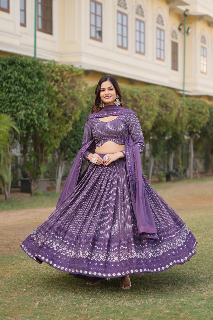 Charulata faux georgette embroidered lehenga set