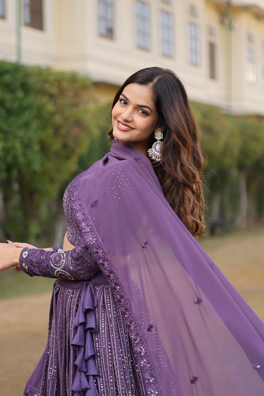 Charulata faux georgette embroidered lehenga set