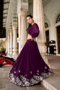 Sequin sparkle georgette ready to wear maroon lehenga set