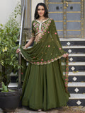 Sharvisha green georgette embroidered lehenga choli