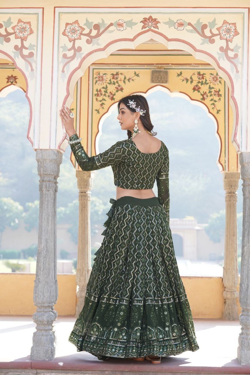 Kalika green georgette embroidered lehenga set
