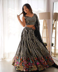 Indrani white fox georgette embroidered lehenga set