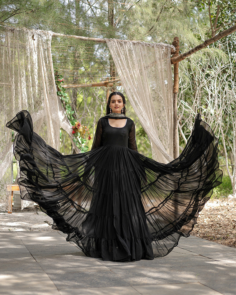 Shreeprada black georgette anarkali gown set