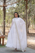 White georgette Shreeprada designer Anarkali gown