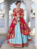 Sky Blue Jacquard Silk Paithani Lehenga Choli 