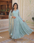 Kamakhya blue georgette anarkali gown set
