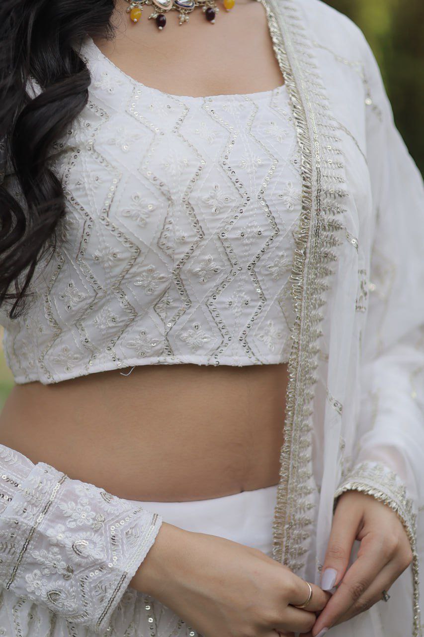 Snow queen embroidered georgette lehenga