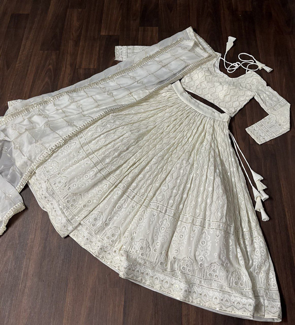 Snow queen embroidered georgette lehenga