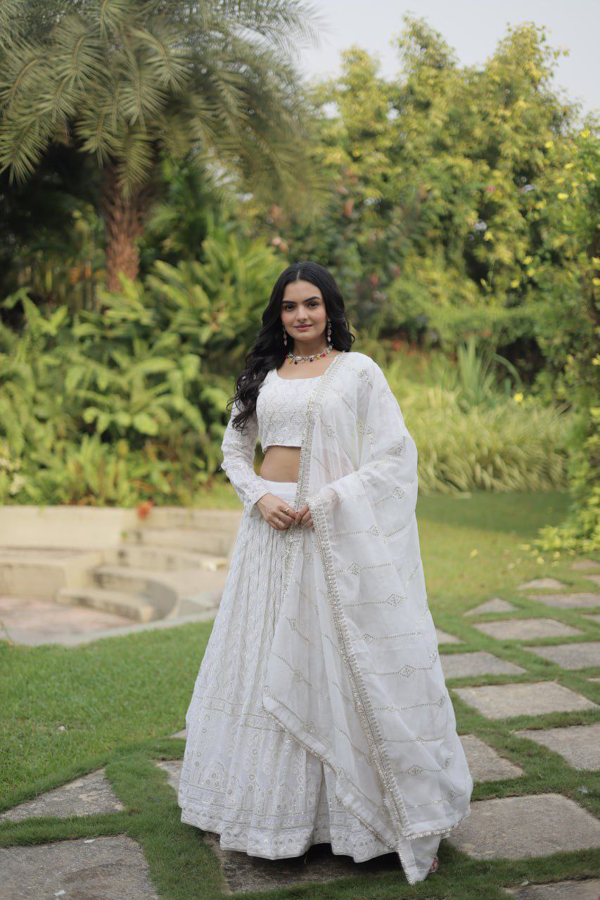 Snow queen embroidered georgette lehenga
