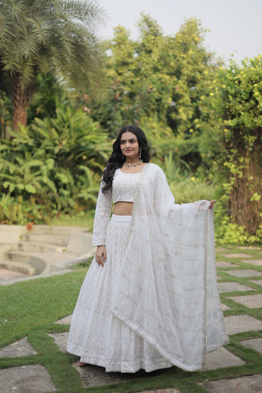 Snow queen embroidered georgette lehenga
