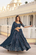 Blue sequins embroidered Nitya designer lehenga