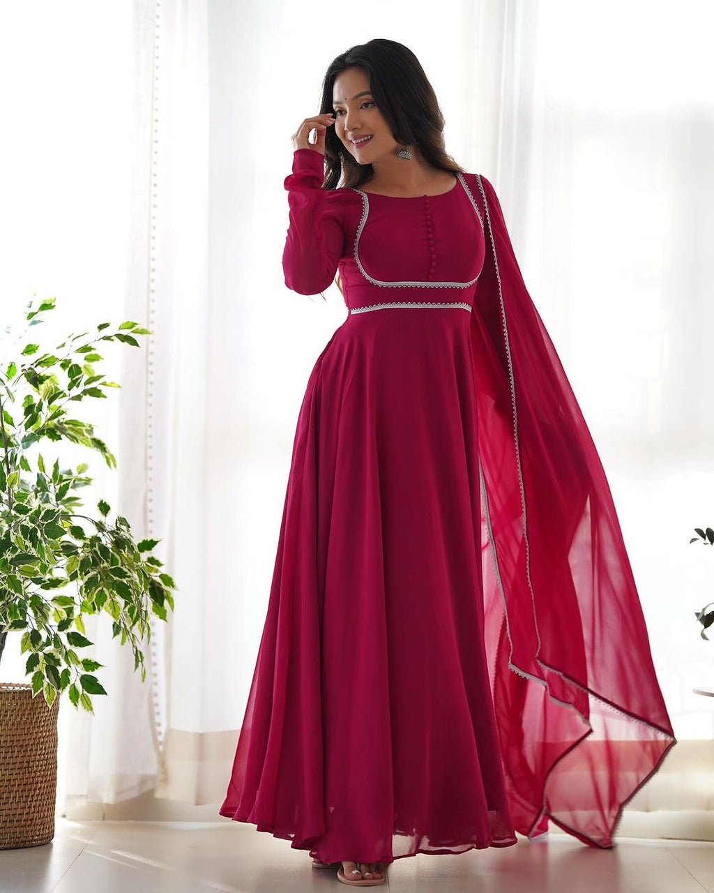 Pink georgette Srinika designer Anarkali suit