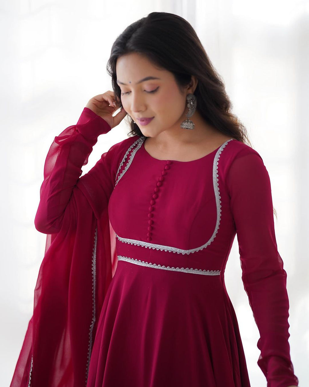 Pink georgette Srinika designer Anarkali suit