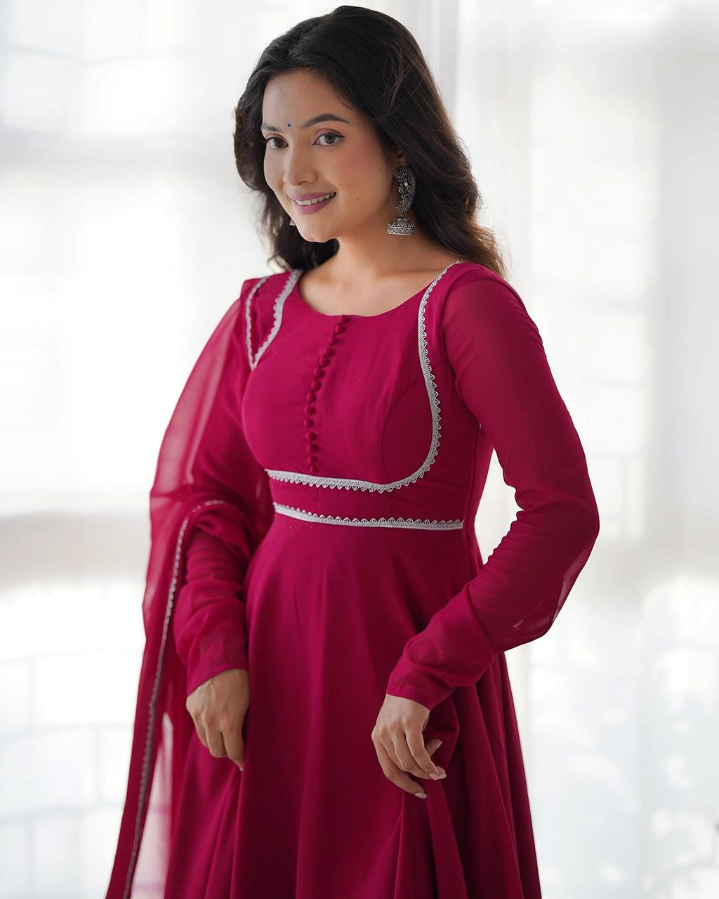 Pink georgette Srinika designer Anarkali suit